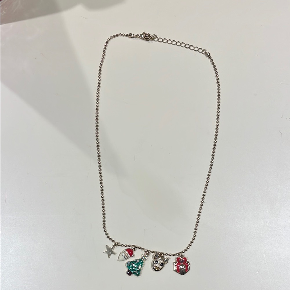 Silver Charm Necklace with Festive Accents